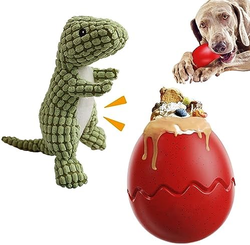 Hihope Dog Toys for Aggressive Chewers Large Dogs 2Pack,Puppy Chew Toys,Natural Rubber Indestructible Dog Toys,Treat Dispensing Dog Toy - Stuffable Dog Toy for Chewing & Playing