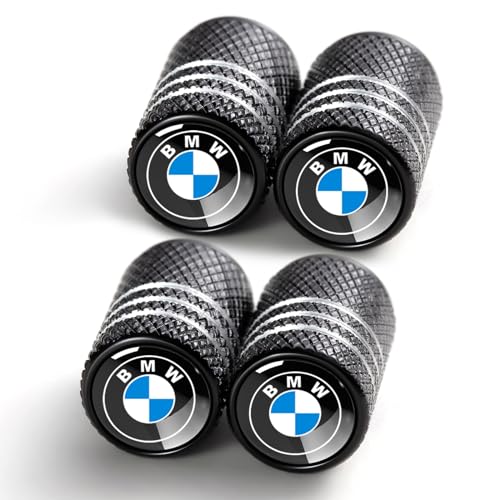 4 Pcs Black Metal Car Wheel Tire Valve Stem Cover,Auto Valve Stem Caps Suitable for BMW X1 X3 M3 M5 X1 X5 X6 Z4 3 5 7 Series 