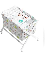 mibebestore Minicuna Plegable Blanco Jungla: Estructura + Vestidura + Colcha Desenfuntable + Colchón + Almohada