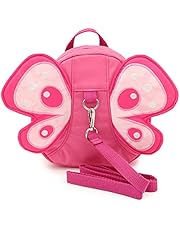 BTSKY Mochilas de Seguridad Arnés de Seguridad con Correa para Niños con Diseño de Alas de Mariposa Rosa Práticas y Cómodas