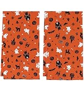 PurpleEssences Cotton Halloween Kitchen Towels, Set of 2 Multi-Purpose Halloween Dish Towels for ...