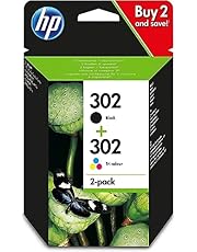 HP 302 Pack de 2 cartouches d&#39;encre, noire et Cyan, Magenta, Jaune, authentiques (X4D37AE)