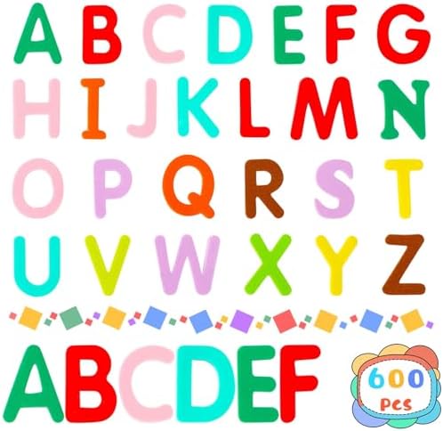 SEPGLITTER Alphabet Letters Foam Stickers, 600Pcs Colorful Self-Adhesive A-Z Alphabet Letters Foam Stickers for Kids DIY Classroom Craft Birthday Party Decorations