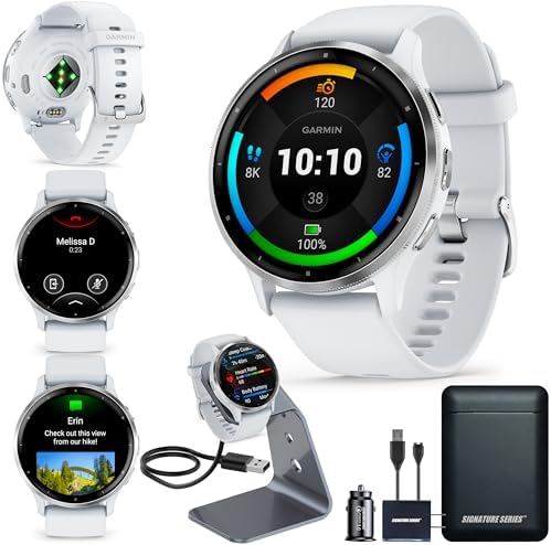 Garmin Venu 3, GPS Smartwatch with AMOLED Display, Whitestone | Advanced Health and Fitness Features, Up to 14 Day Battery Life, Body Battery Energy Monitoring with Signature Power Bundle