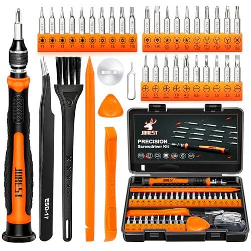 JOREST 38Pcs Destornilladores Precision Kit, Set Herramientas con Torx T1 T2 T3 T4 T5, TR6 T7 T8 T9 T10 T15, Triwing Y00, P2/