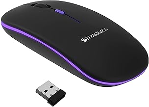 ZEBRONICS Blanc Slim Wireless Mouse with Rechargeable Battery, BT + 2.4GHz, 4 Buttons, 800/1200/1600 DPI, Silent Operatio...