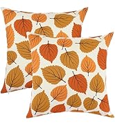 PurpleEssences Autumn Decorations Fall Porch Outdoor Throw Pillow Covers Décor Maple Leaves Farmh...