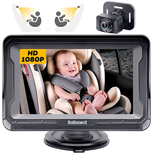 DoHonest Baby Car Camera for Backseat: HD 1080P Easy Setup Carseat Camera Rear Facing Infant - Crystal Night Vision 360° Rota