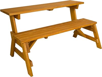 Amish Casual 2-in-1 Heavy-Duty 800 Lb Convertible Picnic Table Bench (Cedar Stain)