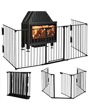 LZQ Rejilla de protección para chimenea con puerta de metal, longitud total de 300 cm, protección infantil, plegable, incluye 5 elementos