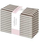 PurpleEssences Plain Striped Cloth Napkins - Set of 12-100% Cotton - 18 x 18 Inch - Fall Thanksgi...