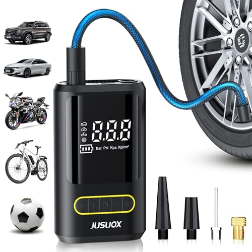 JUSUOX Tire Inflator Portable Air Compressor, 150 PSI Cordless Air Pump for Car Tires, Electric Bike Tire Pump for Car, Motor