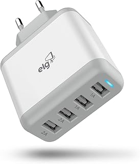 ELG, WC48A, Carregador de Parede Universal, 2 Portas USB 1A + 2 Portas USB 2.4A, High Speed Ports, Conectores de Alta Efic...