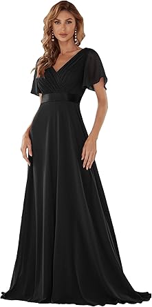 Ever-Pretty Women&#39;s Formal Dress Short Sleeve V-Neck Evening Dress Floor Length Mother of The Bride Dress 09890