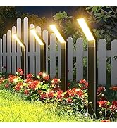 ROSHWEY Solar Pathway Lights Outdoor - 4 Pack Aluminum Solar Lights Waterproof, 3 Modes Solar Gar...