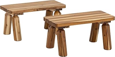 Outerspaces Kids Wooden Bench 12" for Kids Outdoor Sensory Play 12" Height Pack of 2