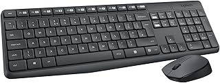 Logitech MK235 Combo Clavier Souris sans fil pour Windows, 2,4 GHz Récepteur USB, 15 Touches de Fonctions, Batterie Longue...