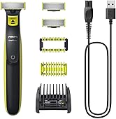 Philips OneBlade, Auténtica Recortadora de Barba y Corporal, Afeitadora Eléctrica Hombre, Depilación masculina, 3 Cuchillas, 5 Longitudes, Kit para Cuerpo, En Seco y Húmedo, Recargable, QP2824/30