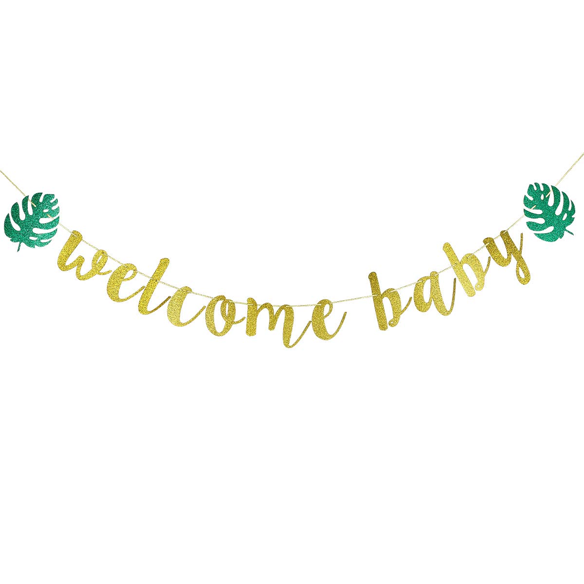 Buy Gold Glitter Welcome Baby Banner Safari Baby Shower Welcome Banner ...