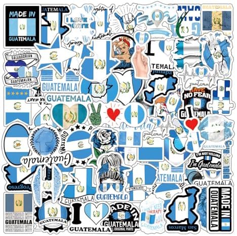 61Pcs Guatemala Stickers Pack, Aesthetic Graphic Vinyl Waterproof Sticker Decals for Water Bottle,Laptop,Phone,Skateboard,Scrapbooking,Bumper Choice for Kids Teens Adults Fans for Party Supply