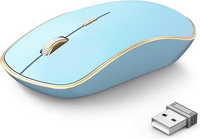 JOYACCESS J Wireless Mouse for Laptop, Portable Computer Mouse Wireless with 5 Adjustable DPI Levels, Silent Mouse for Notebook, MacBook, Chromebook, PC (Blue)