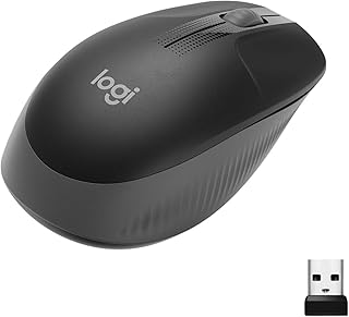 Mouse sem fio Logitech M190 com Design Ambidestro de Tamanho Padrão, Conexão USB e Pilha Inclusa - Cinza