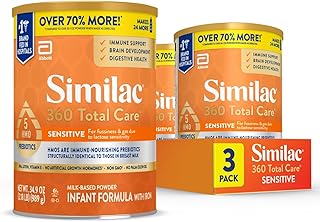 Similac 360 Total Care Sensitive Infant Formula for Fussiness & Gas Due to Lactose Sensitivity, Has 5 HMO Prebiotics, Non-...