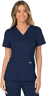 Cherokee Scrubs for Women Mock Wrap Top with 3 Pocket, Back Princess Seams WW610