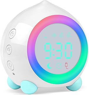 Ayybboo Reloj Despertador Infantil Digital, Simulador de Amanecer Despertador para Niños con Luces Colores y Lámpara de Lu...