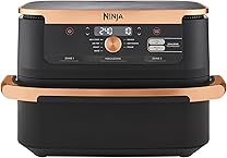 Ninja Foodi FlexDrawer Dual Zone Heißluftfritteuse, Airfryer mit 10,4-Fach und herausnehmbarem Trenner, Antihaftbeschichtung, spülmaschinenfester Korb, 7-in-1, Schwarz & Kupfer, AF500EUCP