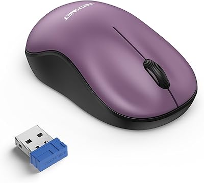 TECKNET Wireless Mouse for Laptop, 2.4G Silent Mouse Quiet Click, Small Portable Computer Mouse, 5 DPI Levels, Cordless Mice for PC, Chromebook, Mac - Purple