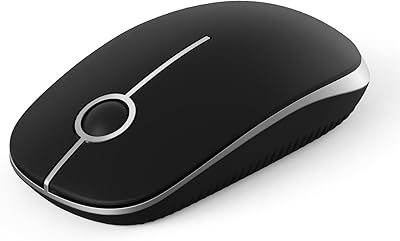 VssoPlor Wireless Mouse, 2.4G Slim Portable Computer Mice with Nano Receiver for Notebook, PC, Laptop, Computer (Black and Silver)