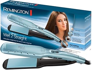 Remington Plancha de Pelo Wet 2 Straight, Cabello Seco y Húmedo, Placas Flotantes Anchas, Cerámica Avanzada Antiencrespami...