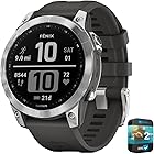 Garmin 010-02540-00 Fenix 7 Smartwatch Silver with Graphite Band Bundle with 2 YR CPS Enhanced Protection Pack