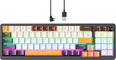 ELECGO Teclado Mecanico 70% Gamer, RGB Teclado Mecánico Gaming,Teclado Mecánico Red Shaft,77 Teclas Anti-Ghosting,con 10 Efec