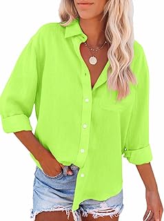 Paintcolors Womens Button Down Shirts Long Sleeve Dressy Casual Blouses Button Up Collared Shirts Tops for women