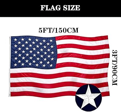 Embroidered American US Flag 3x5 Ft Outdoor- 200D Nylon USA Flags with Bright Colors- Unite States Flags Banner with 2 Brass Grommets and UV Protected