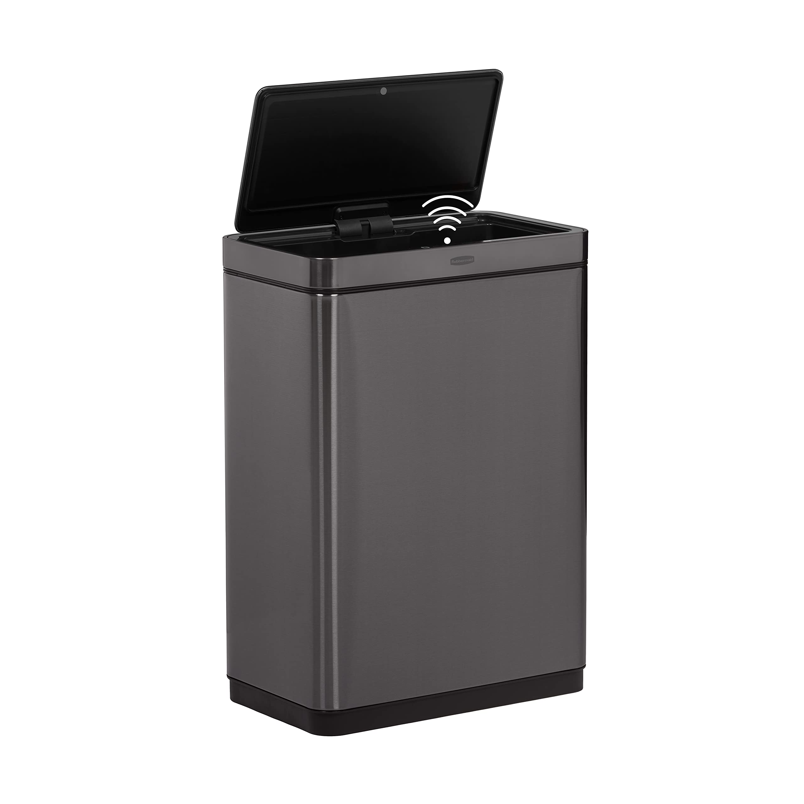 Photo 1 of Rubbermaid Elite Stainless Steel Sensor Trash Can for Home and Kitchen, Batteries Included, 12.4 Gallon, Charcoal