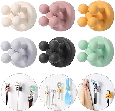 COOLKITALENT 6 Soportes de Silicona para Cepillos de Dientes, Soporte Multifunción, Gancho Impermeable Autoadhesivo para Cepi