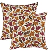 PurpleEssences Autumn Decorations Fall Porch Outdoor Throw Pillow Covers Décor Maple Leaves Farmh...