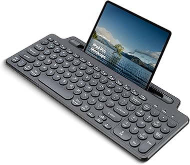 EOTOW Teclado Bluetooth inalámbrico multidispositivo, Teclado portátil con Soporte para teléfono y Tableta,3 Modos de conexió