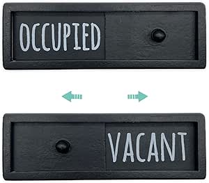 WOJOGO Vacant Occupied Privacy Sign – Privacy Door Sign for Home Office Restroom Conference Room Bathroom, Farmhouse Rustic Wood Door Indicators that Signals Vacant or Occupied Room Black