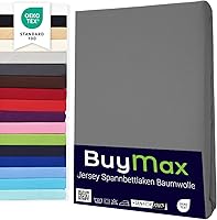 Buymax® Spannbettlaken 180x200cm Baumwolle 100% Spannbetttuch Bettlaken Jersey, Matratzenhöhe bis 25 cm, Farbe...