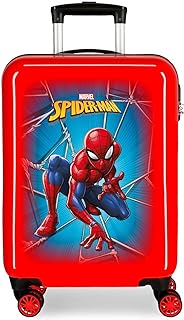 Marvel Spiderman zwarte cabinekoffer, rood, 37 x 55 x 20 cm, harde schaal, ABS, combinatieslot, 34 l, 2,6 kg, 4 dubbele wi...