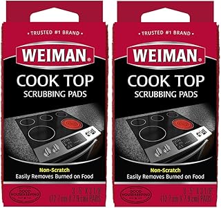 Weiman Cook Top Scrubbing Pads, 3 Count, 2 Pack Cuts Through the Toughest Stains - Scrubbing Pads Carefully Wipe Away Residue