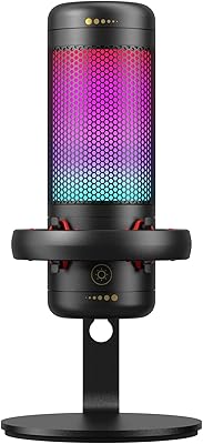 TONOR TC320 Gaming Mic, USB Microphone with RGB/Gain Control, Mute Touch for Streaming, Podcasts, Recording, Twitch/YouTube/Discord, Condenser Computer PC Mic with Stand on Mac/PS4/PS5/NS Black