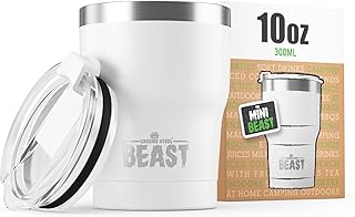 Beast 10 oz Tumbler Stainless Steel Vacuum Insulated Coffee Ice Cup Double Wall Travel Flask (Arctic White)