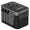 Universal Travel Adapter, VINTAR International Power Adapter with 6A 3 USB C and 2 USB Ports, All in One Travel Essentials Plug Adapter, Worldwide Outlet Converter for Europe UK USA AUS(Type C/G/A/I)