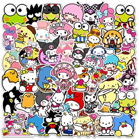 50 Pcs Kawaii Stickers Pack Cute Cartoon Vinyl Stickers for Water Bottle Laptop Cellphone Skateboard Luggage Car Bumper Kids