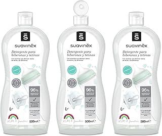 Suavinex, Detergente para Biberones y Tetinas. Pack de 3 (500 ml x 3). Limpia biberones, tetinas, chupetes y accesorios. S...